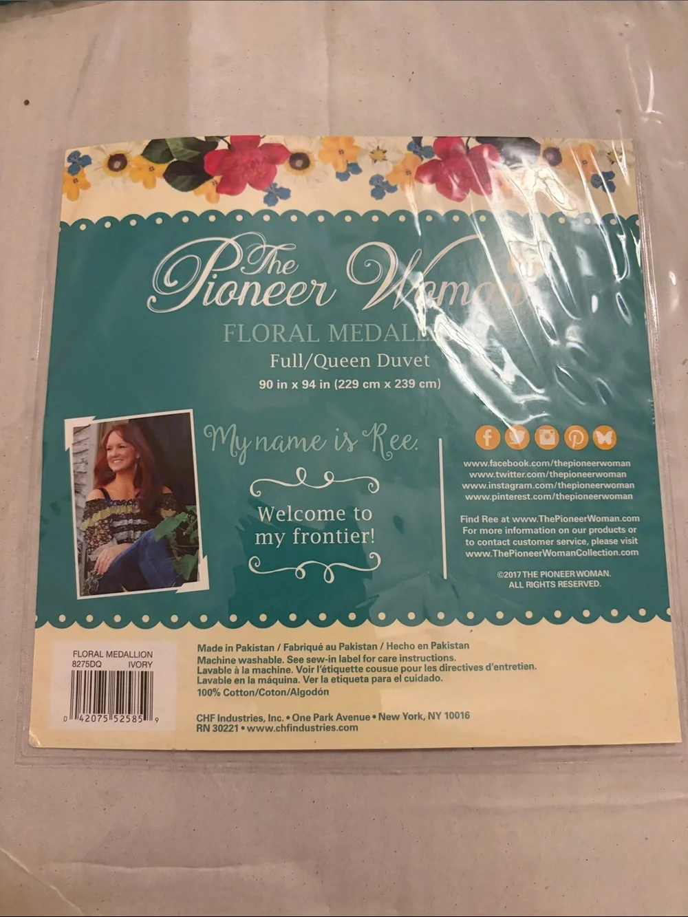 The Pioneer Woman Orange, Teal, Yellow Floral Duvet Cover